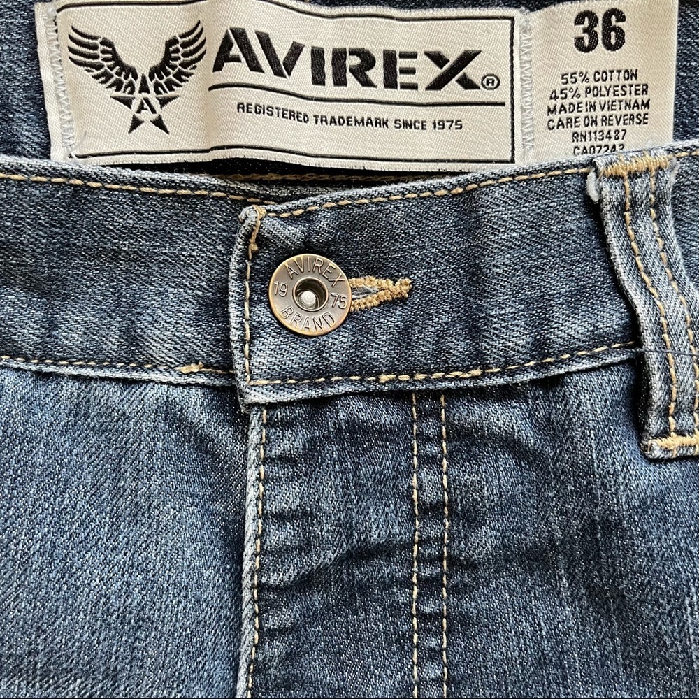 AVIREX MENS DENIM SHORTS SIZE 36 Artsy Flame Pockets Trendy Stylish - Picture 3 of 6